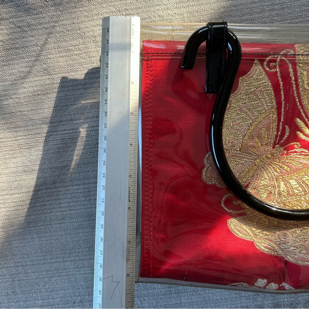 Vintage Clear Vinyl Handbag with Red & Gold Brocade Insert – Y2K / Late 90s - Picture 14 of 15